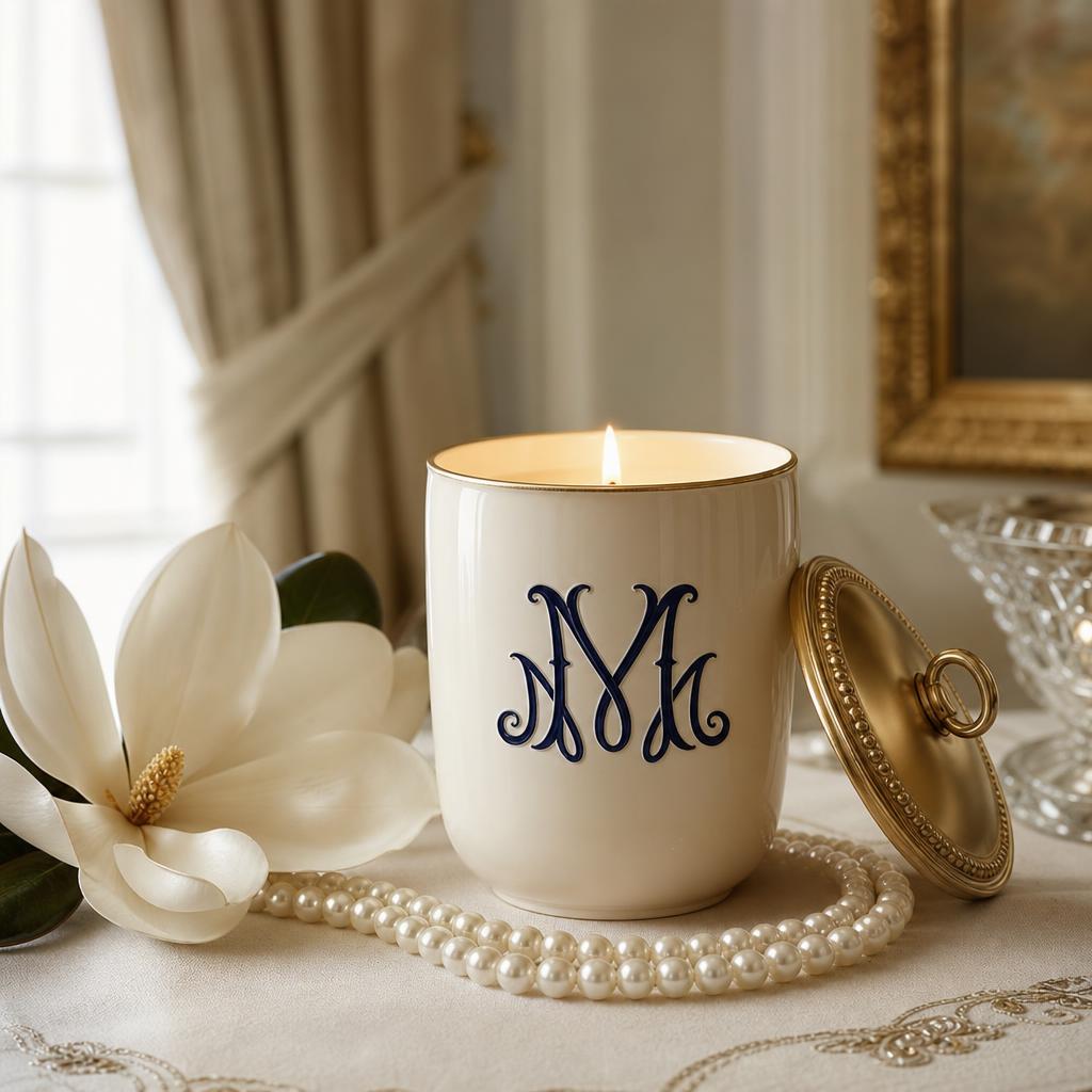 The House Candle N° 01 — French Latte in Magnolia Cream · Miss Spice Gold