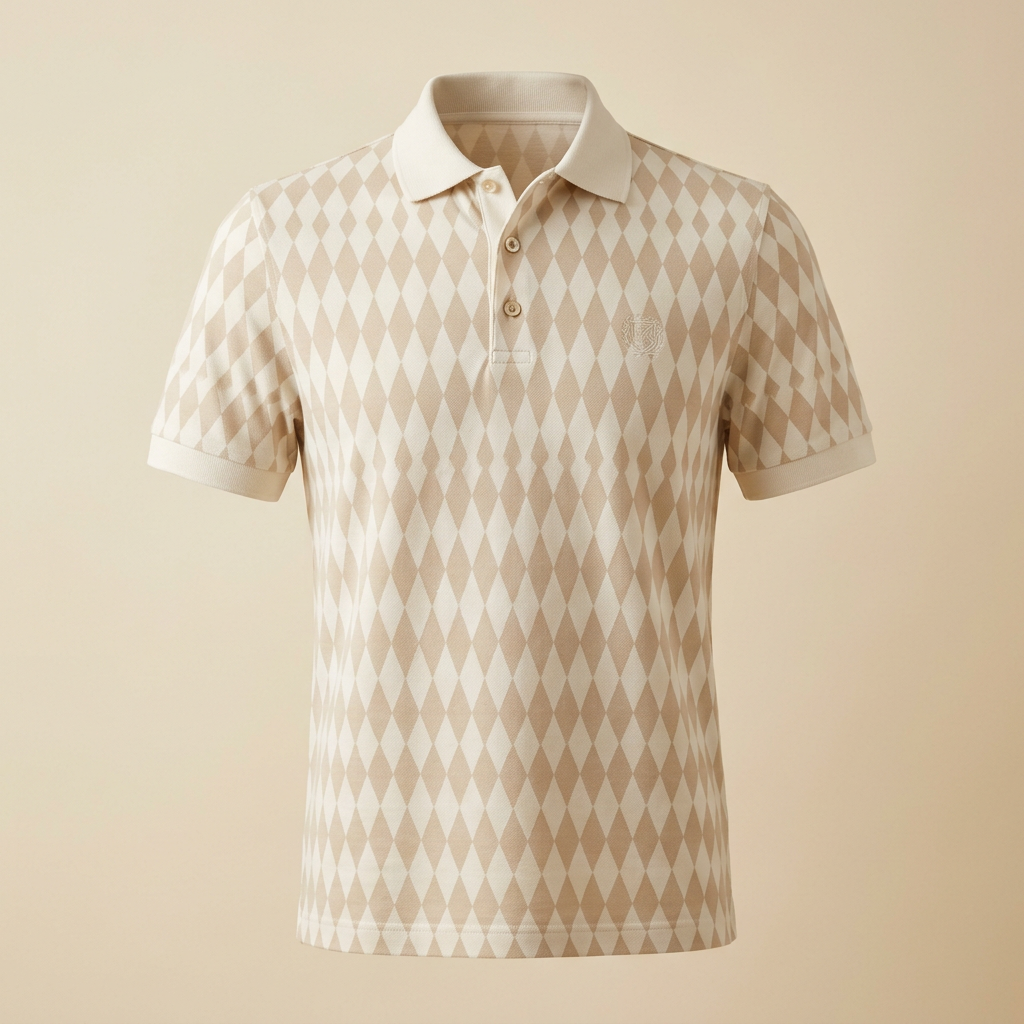 The Pima Polo — Harlequin in Magnolia Cream · Tea House Linen